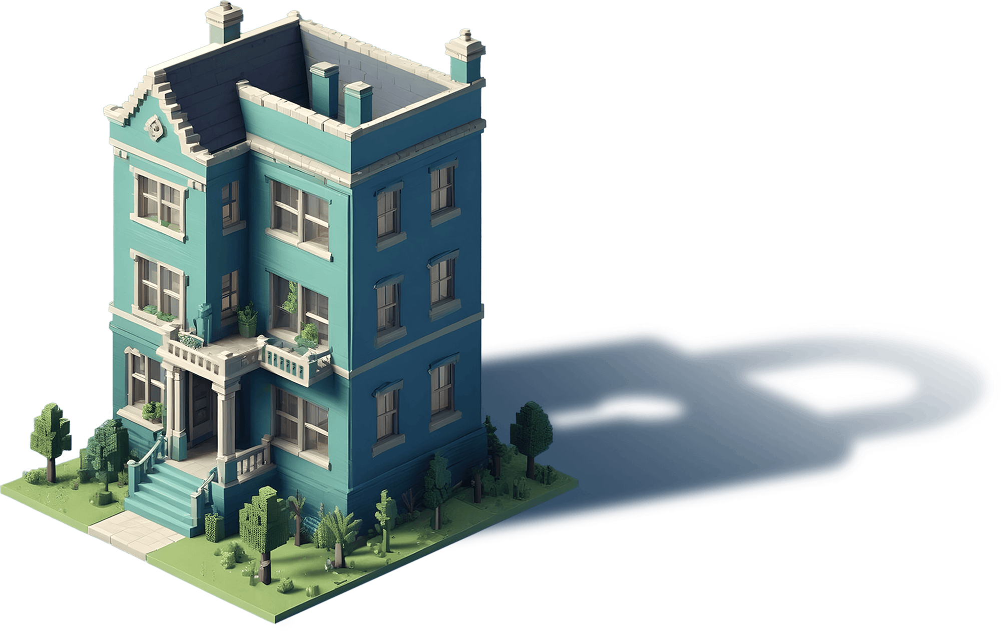 Building with shadow in the shape of padlock